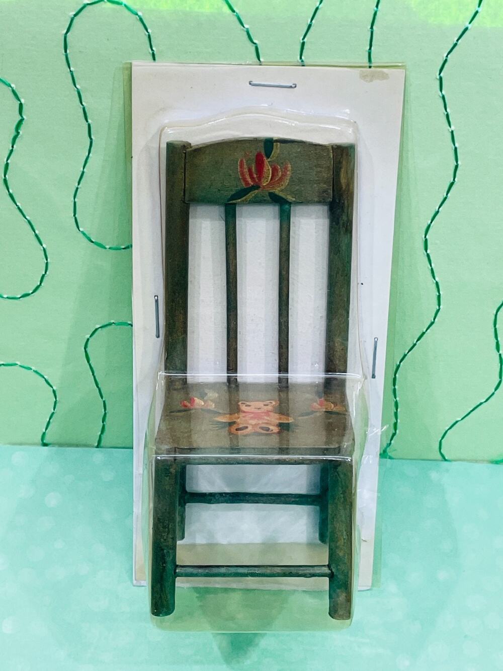 Vtg Russ Blast From the Past Miniature Furniture Floral Painted Wood Chair